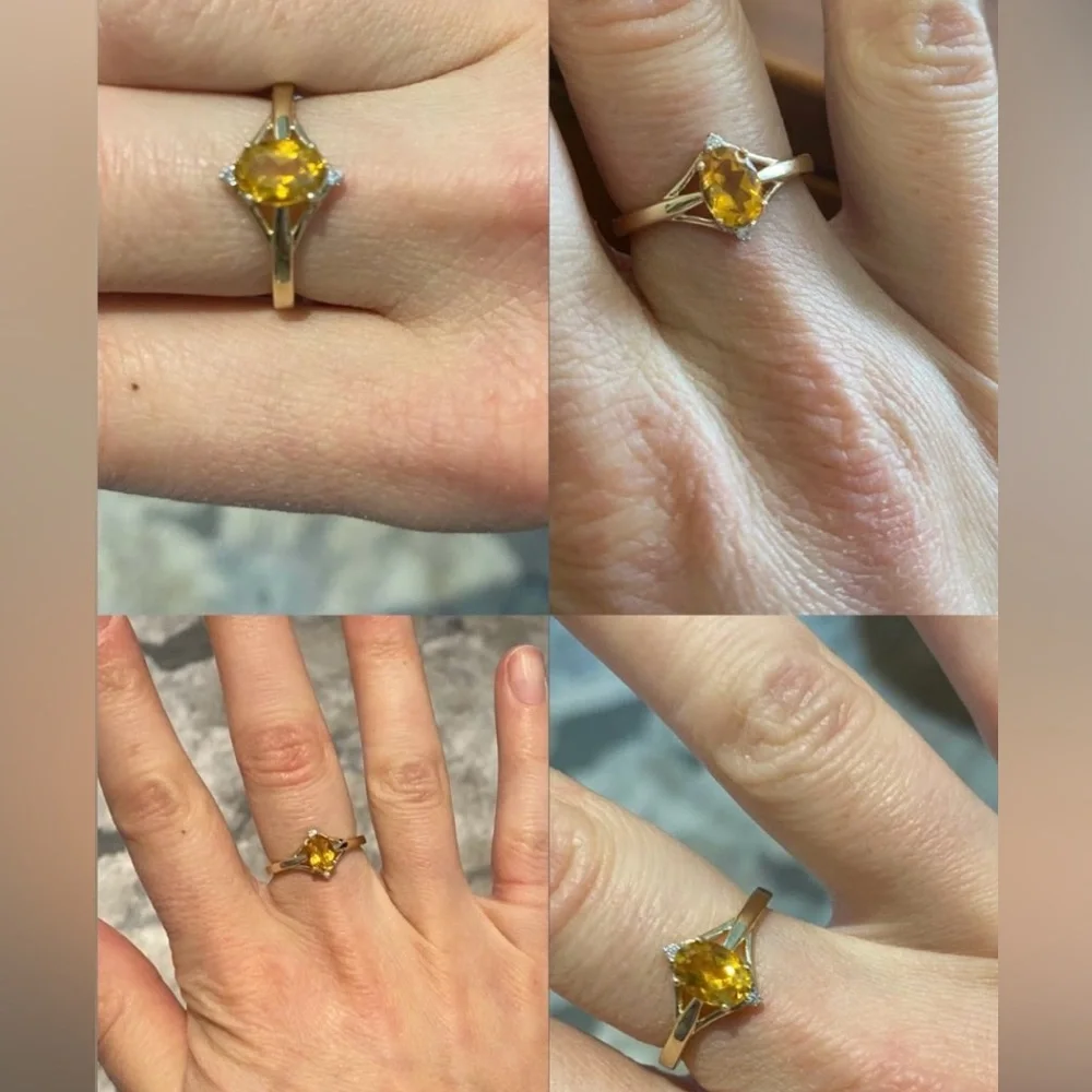 Custom gold and citrine ring - Picture 2 of 3